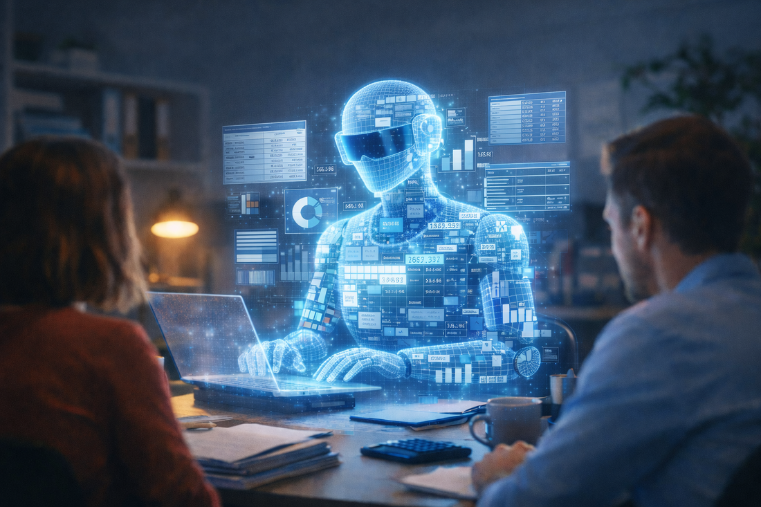 Holographic AI assistant in an office